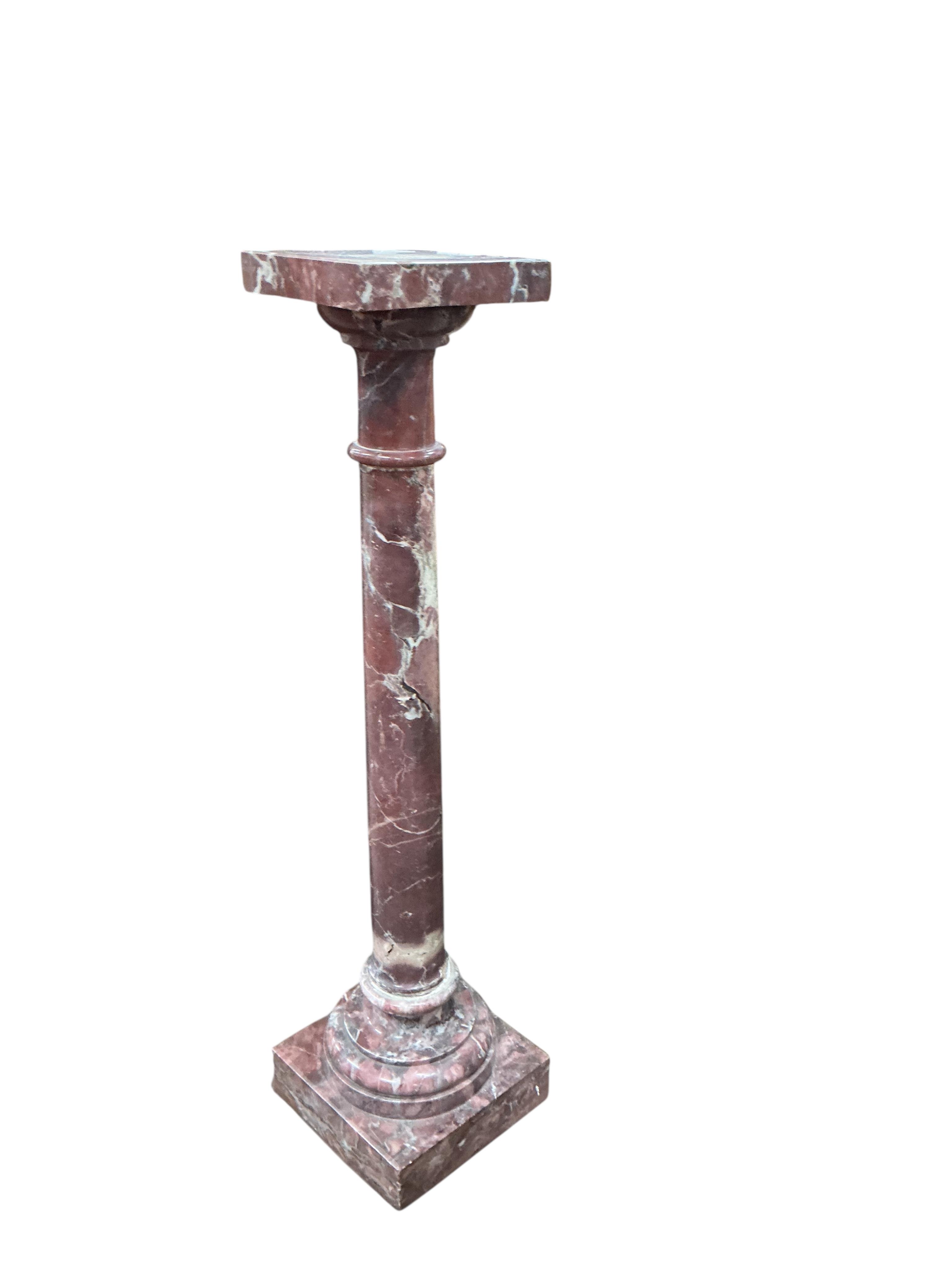 A Victorian rouge marble pedestal, height 114cm